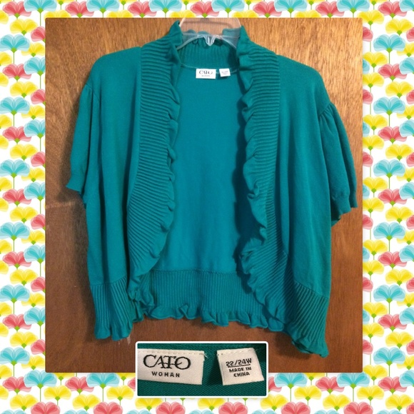 Cato Sweaters - Pretty teal shrug by Cato size 22/24 women's.